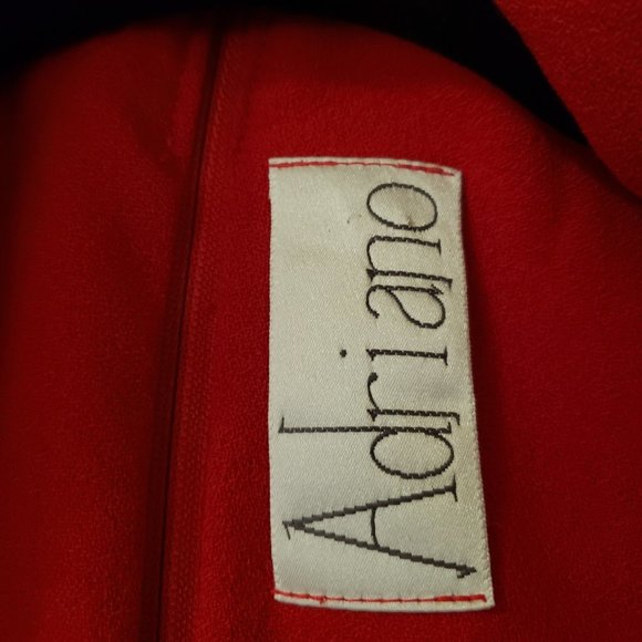 Red Adriano Pure Virgin Wool Dress with Shoulder Pads Size 14 - Picture 5 of 8